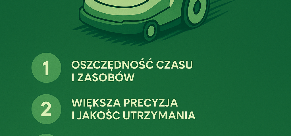 Wizualizacja robota- kolory zieleni wraz z tekstem opisującym zalety urzadzenia