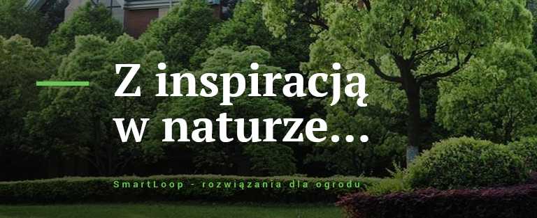 Grafika z napisem „Z inspiracją w naturze...” na zielonym tle.