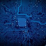 Grafika przedstawiająca układ elektroniczny i mikrochip.
